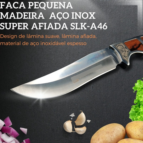 Faca Pequena Madeira Tática Aço Inox Super Afiada