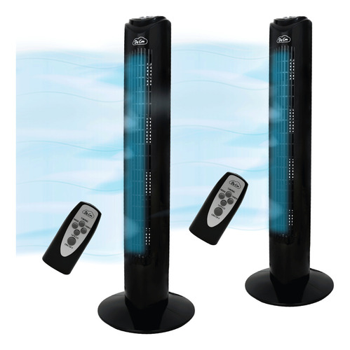Set 2 Ventiladores Tipo Torre 83 cm con Control Remoto Aspas de Plástico Negro y Silenciosos