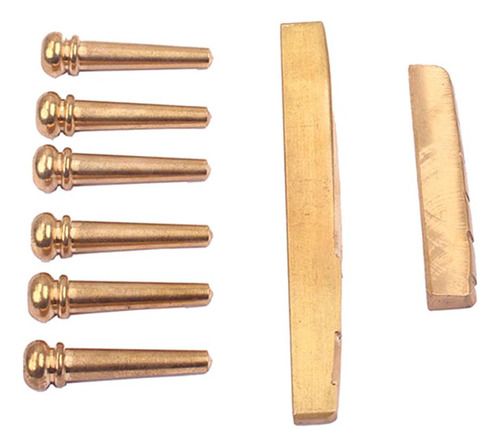 6pcs Golden Brass Bridge Pins Con Saddle Nut For Guitarra