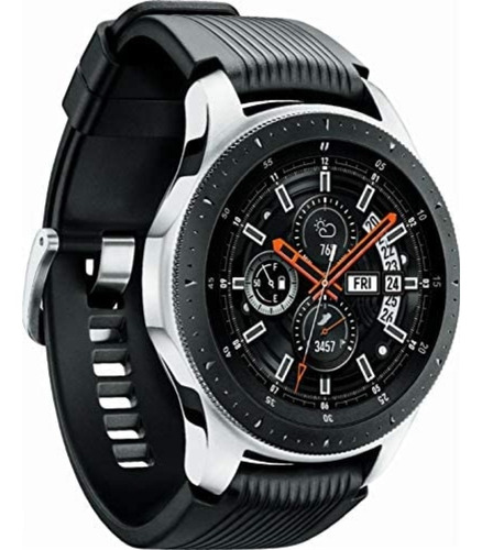 Samsung Galaxy Watch (Bluetooth) 1.3" caja 46mm de  acero inoxidable silver, malla  negra de  silicona SM-R800
