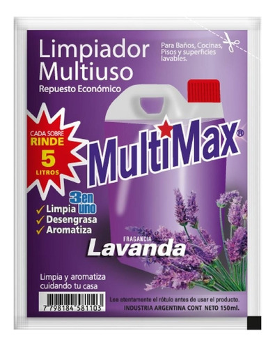 Limpiador Multimax Lavanda Rinde 5 Litros X 150ml