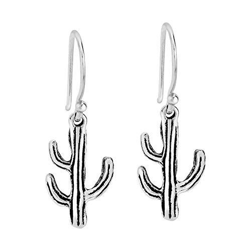 Strong And Resilient Cactus.925 Sterling Silver Dangle Earri