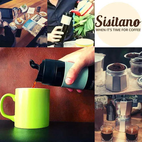 Sisitano Cafetera De Prensa Francesa De Viaje 2 En 1, Vaso P