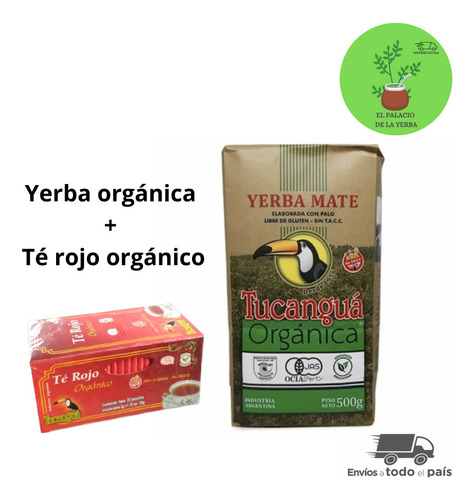 Yerba Mate Orgánica Tucanguá 500g X5u + Té Rojo Orgánico