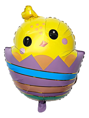 Globo Pollito Huevo De Pascuas Metalizado 60cm Decoración Amarillo Pollito