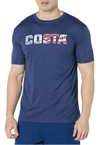 Costa Del Mar Tech Costamerica Camisa Manga Corta, Azul Mari