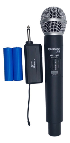 Microfone Sem Fio C/bateria Recarregável Soundvoice Mm-120sf Cor Preto