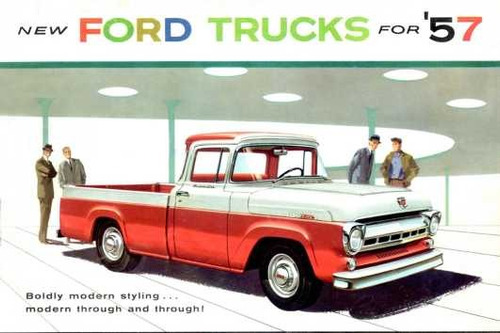 Ford Trucks 1957 - Autos Camionetas Clásicos - Lámina 45x30c
