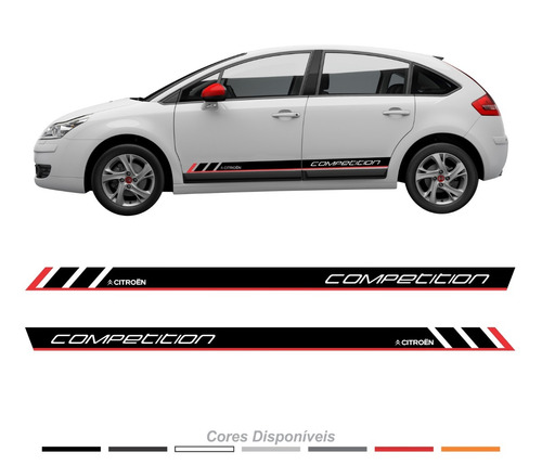 Adesivo Citroen C4 Faixa Lateral Competition Par Imp39