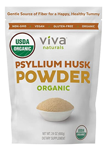 Polvo Organico De Cascara De Psyllium, Viva Naturals, 24 Onz