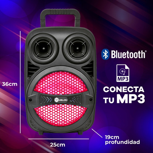 Imagen 2 de 8 de Parlante Portatil Melon Bluetooth 8pulgadas Luces Led