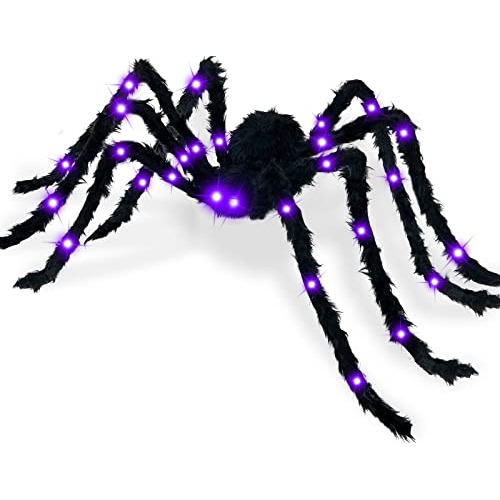4.1ft Large Light Up Halloween Spider Decorations, 26 P...