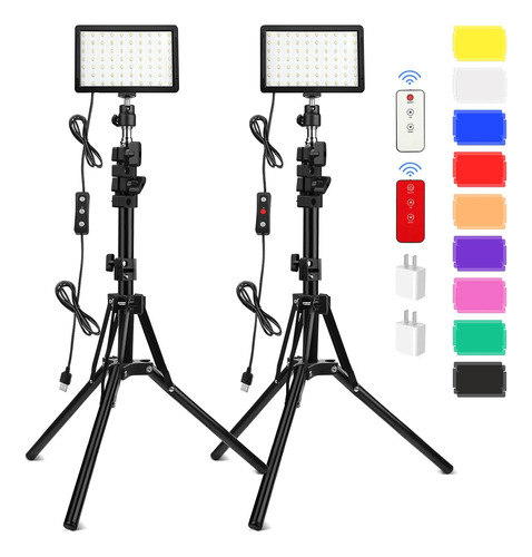 Obeamiu - Paquete De 2 Luces De Video De 70 Led Con Soporte 