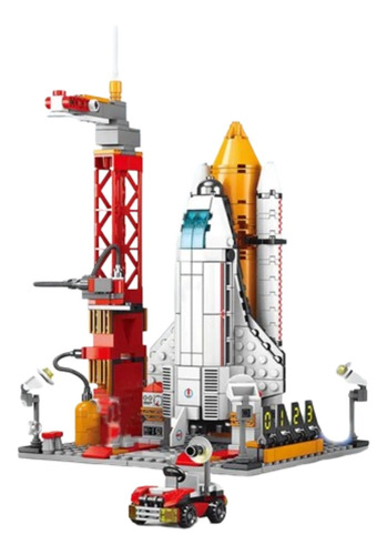 Set Bloques Construccion Cohete Y Puerto Espacial 3 Figuras