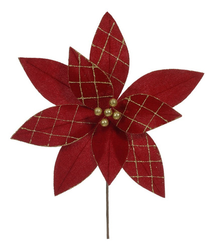 Flor De Natal Poinsetia Bico Papagaio Enfeite Vermelha 33cm