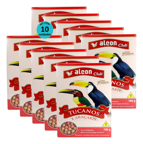 Alcon Club Tucanos E Araçaris Super Premium 700g Kit Com 10