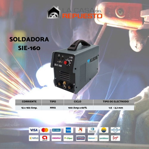 Soldadora Inverter Klugan Sie-160 160amp