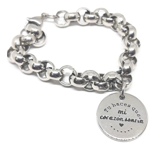 Pulsera Con Dije Acero Frases Positivo, Romantico, Amistad