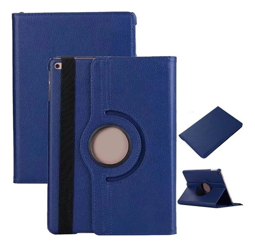 Kit Cristal Templado + Funda Giratoria Para iPad 5ta Y 6ta Color Azul Marino