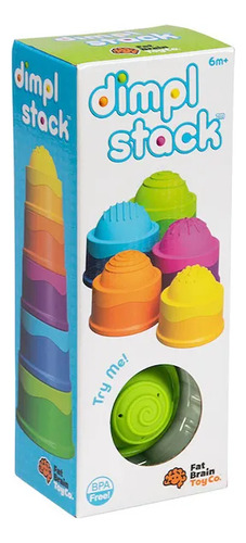Set De Tacitas Apilables Con Pop Its Fat Brain Toys Dimpl Stack Para Bebés 6m+ Multicolor Plástico