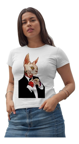 Playera De Gato Esfinge Con Traje De Mujer De Cleen 