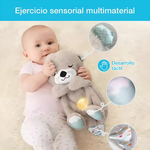 Nutria Peluche Que Respira Con Música, Luces Y Movimientos Gris Oscuro