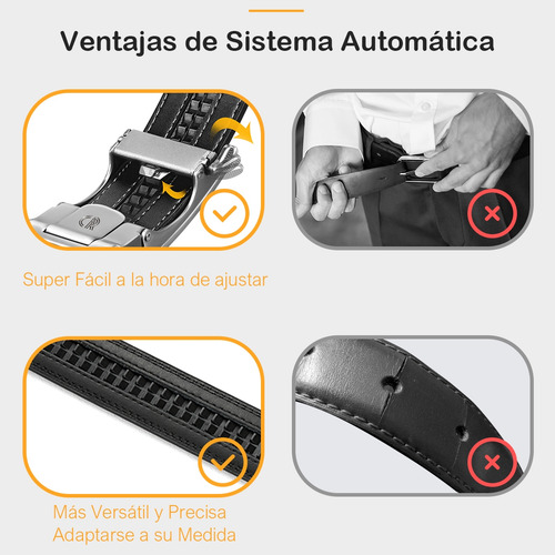 Cinturones Hombre Cuero Hebilla Automática Cinto Vestir Caballero Color Negro Y Marrón