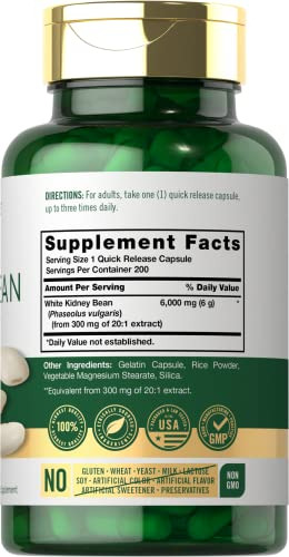 Suplemento Carlyle White Kidney Bean Carb Blocker 6000mg