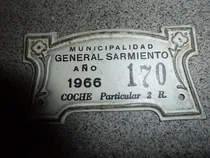 Comprar Antigua Patente Coche Particular Municipalidad Gral Sto 1966