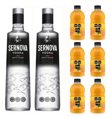 Combo Vodka Sernova 700ml X2 + 6 Cepita Naranja 1l Zb