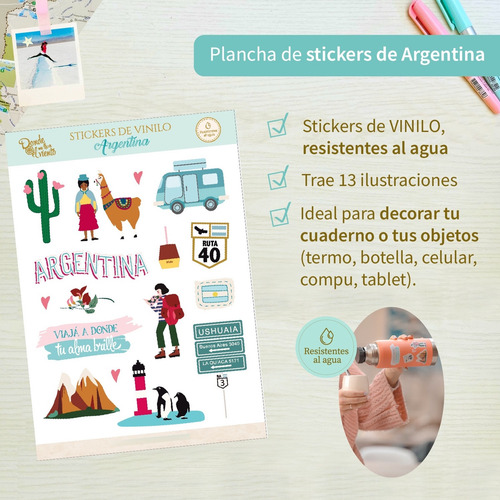 Stickers Calcos Vinilos Argentina Termo Compu Celular Viaje Color Agua Diseño impreso Ilustraciones de argentina