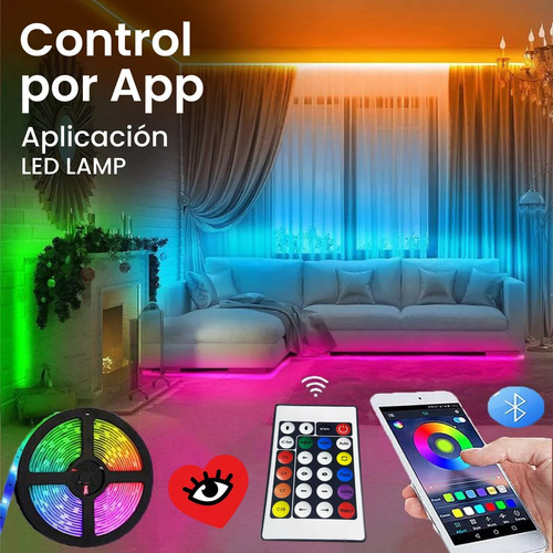 Combo Led Tira 5050 + Tira Circular Fuego Artificial Usb App Luz RGB