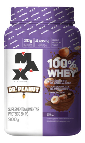 Whey Max Titanium Dr Peanut 100% Concentrado 900g Lançamento