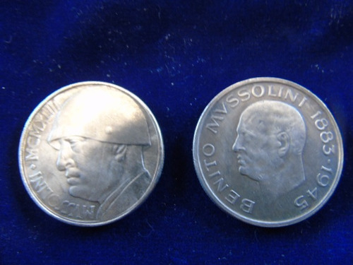 Par Monedas Conmemorativas Valor Histórico Benito Mussolini