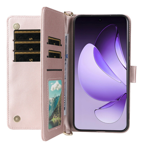 Funda Para Oppo F21 Pro 4g/reno7 4g/reno8 4g Con Tapa Tipo Cartera Con Correas Para Hombro Y Muñeca Y Soporte Con