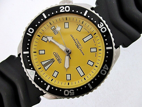 Relógio Seiko Diver 7002-700lr Amarelo De 1993 Perfeito Estado  Funcionamento Totalmente Revisado Pulseira Original Nova | Frete grátis