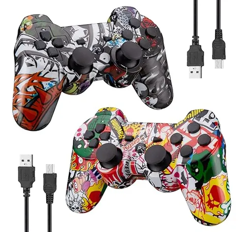 comprar 2-pack Controladores Ps3 Recargables Con Vibracin Y Estilo