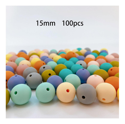 15 Mm 100pcs Cuentas Redondas De Silicona, Perlas De De Para