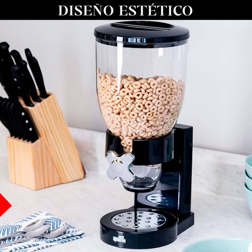 Dispenser Expendedor De Cereales Con Dosificador Cerealero Negro