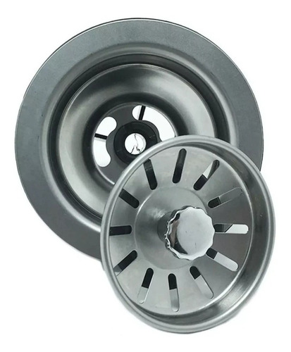Válvula Americana Escoamento P/ Pia Cozinha 3.1/2 Aço Inox Acabamento Polido brilhante Cor Prateado