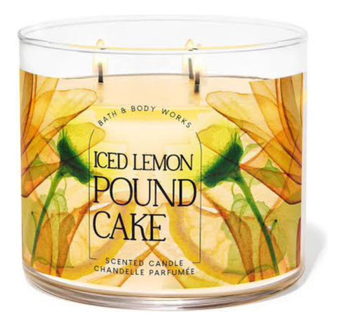 Vela Perfumada Bath&body Works Iced Lemon Pound Cake 3 Wick Bege Lisa Bolo Gelado De Limão