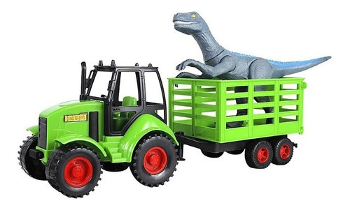 Dino Island Adventure Trator E Velociraptor Verde Personagem Trator verde