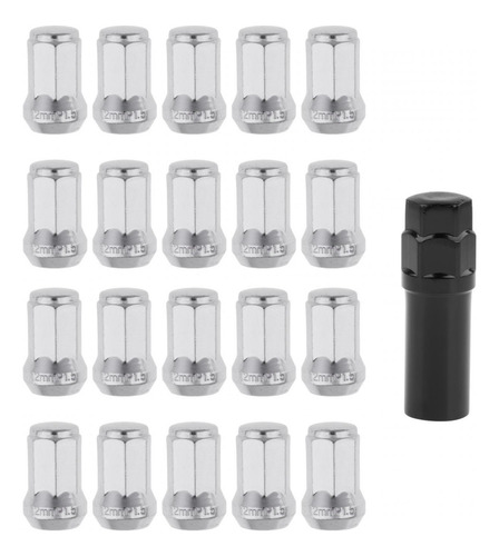 20 Piezas Tuercas De Rueda M12 Con Piezas De Plata M12x1.5