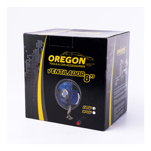 Imagen 2 de 4 de Ventilador Auto Metalico Oregon 12v 8 Pulgadas Universal
