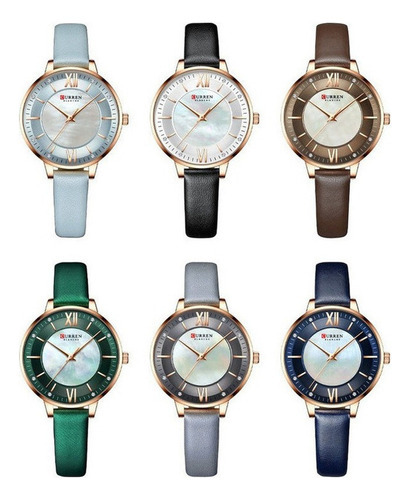 Relojes De Cuarzo De Cuero Curren Fashion Para Mujer Color De La Correa Marrón