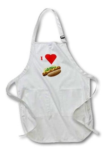 3drose Apr_60644_1 I Love Hot Dogs-full Length Apron, 22 By 