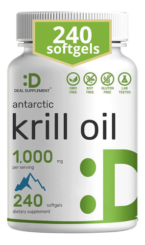 Red Krill Oil 1000mg 200 Capsulas Omega 3 & Astaxantina Usa