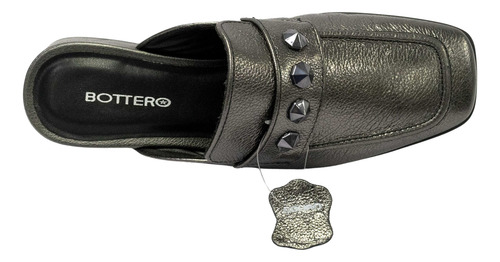Mule Bottero 354208 Mariane Couro Metalizado Roma Onix