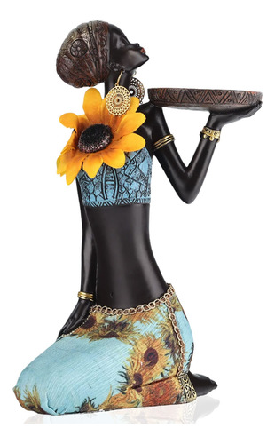 Qianling Figura De Candelabro De Dama Africana De Girasol, F