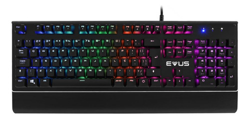 Teclado Mecânico Gamer Evus Tc08b Blackout Cor de teclado Preto Idioma Português Brasil